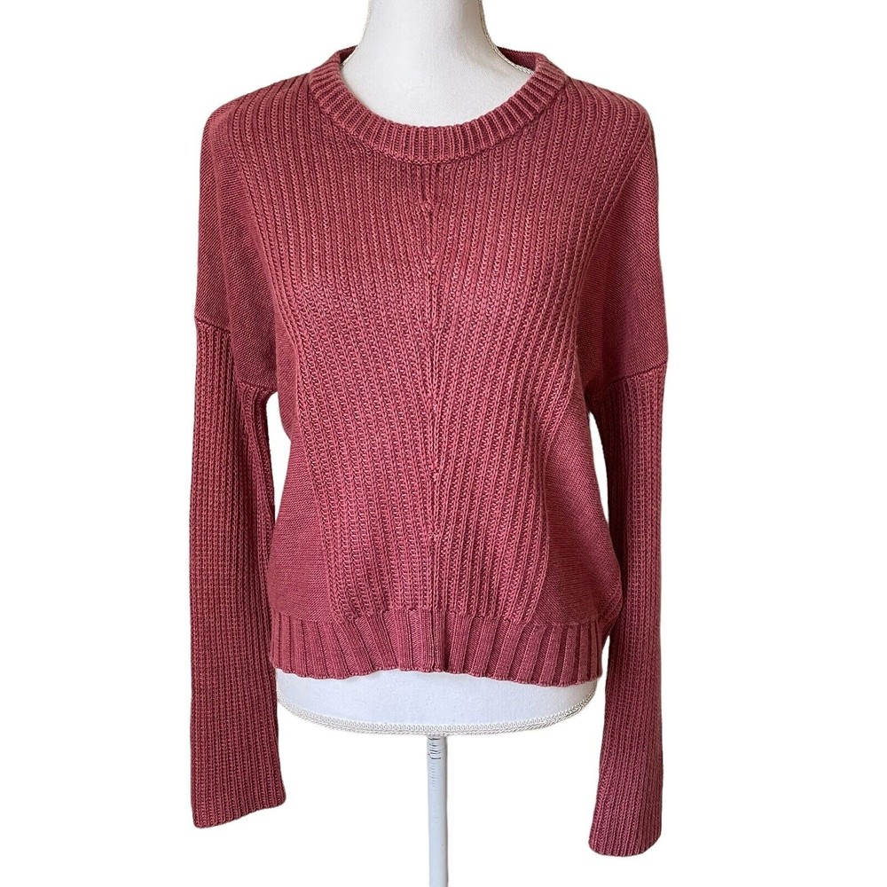 Rails Womens Sweater Washed Red Size Small Evan Ribbed Long Sleeve Pullover